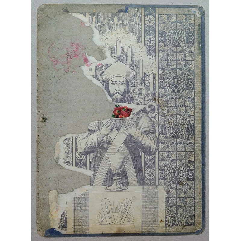 Kolaż analogowy „Dziesięć przykazań. Pierwsze: jedz zdrowo”