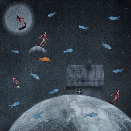 Kolaż analogowy „Kosmiczne surfowanie” - wydruk