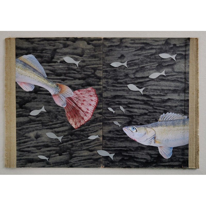 Kolaż analogowy „Ja ryba pojedyncza (W rzece Heraklita)”